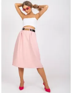 Dámska midi trapézová sukňa s vreckami DAINA svetlo ružová