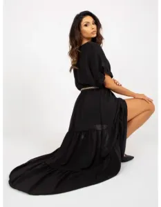 Dámska sukňa s volánikovým lemom a elastickým pásom KLEMENT čierna