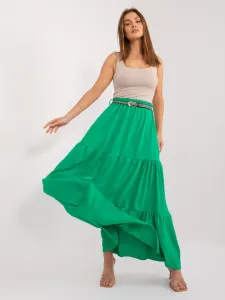 Zelená maxi sukňa s volánom a opaskom - UNI