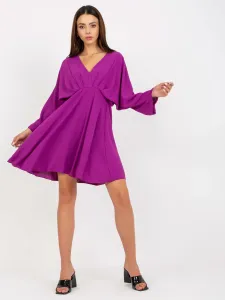 Elegantné fialové šaty pre ženy s dlhým rukávom - UNI