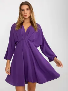 Elegantné tmavo-fialové šaty pre ženy s dlhým rukávom - UNI