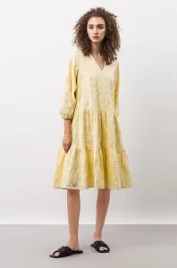 Bavlnené šaty Ivy & Oak béžová farba, mini, áčkový strih #202669