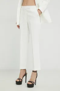 Nohavice Ivy Oak dámske, biela farba, rovné, vysoký pás #4251887