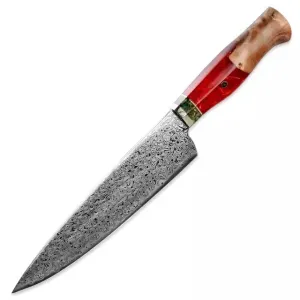 Damaškový kuchynský nôž Sakai Chef/Červená