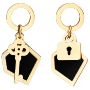 IZMAEL Náušnice Key Lock Zlatá/Čierna KP21234