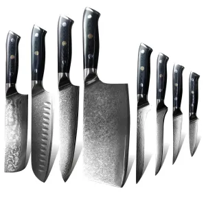 Sada damaškových kuchynských nožov 8ks Čierna
