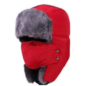 Zimná kožušinová čiapka-Červená KP11055