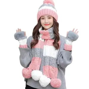 Zimný pletený set-Ružová KP21601