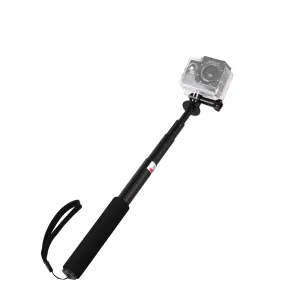 Selfie tyč s držiakom pre fotoaparát / GoPro- Čierna KP31112