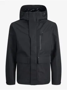 Čierna pánska bunda s kapucňou Jack & Jones Bern #600781
