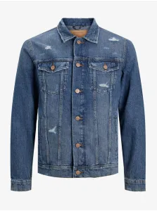 Blue Denim Jacket with Tattered Jack & Jones Jean Effect - Mens #658267
