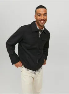 Čierna pánska košeľová bunda s prímesou vlny Jack & Jones Johnson #599471