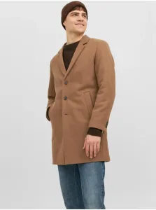 Hnedý pánsky kabát s prímesou vlny Jack & Jones Morrison #7779504