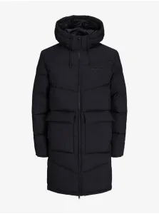 Čierny pánsky prešívaný zimný kabát Jack & Jones Vester #7502619