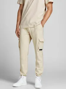 Nohavice Jack & Jones pánske, béžová farba, jednofarebné #636786