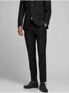 Čierne oblekové slim fit nohavice s prímesou vlny Jack & Jones Solaris #5581973