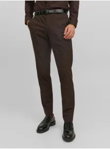 Tmavo hnedé pánske oblekové nohavice Jack & Jones Solaris #7391554