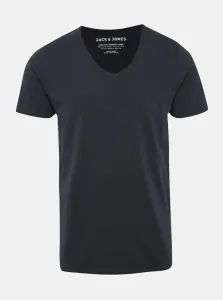 Tmavomodré basic tričko s véčkovým výstrihom Jack & Jones Basic #634154
