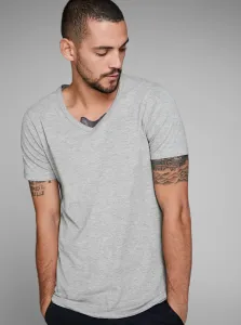 Sivé melírované tričko s véčkovým výstrihom Jack & Jones Basic #654162