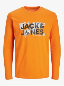 Oranžové chlapčenské tričko s dlhým rukávom Jack & Jones Dust #7168209