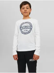 Biele chlapčenské tričko s dlhým rukávom Jack & Jones Jeans #7142841
