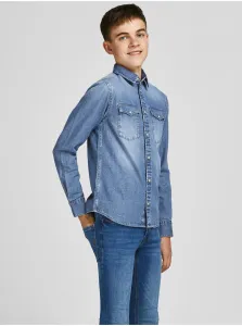 Svetlomodrá chlapčenská vrchná džínsová košeľa Jack & Jones Sheridan #7142914