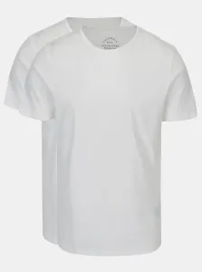 Súprava dvoch bielych basic tričiek s krátkym rukávom Jack & Jones Basic #4625449