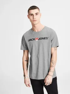 Jack&Jones Pánske tričko JJECORP Slim Fit 12137126 Light Grey Melange L