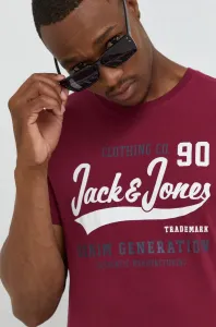 Bavlnené tričko Jack & Jones fialová farba, s potlačou #254970