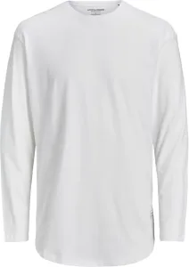 Bavlnené tričko s dlhým rukávom Jack & Jones biela farba, jednofarebné