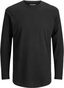Bavlnené tričko s dlhým rukávom Jack & Jones čierna farba, jednofarebné