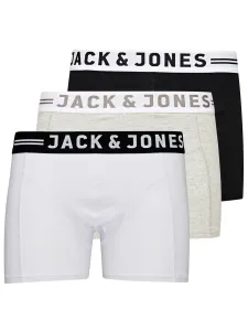 Súprava troch boxeriek v sivej, bielej a čiernej farbe Jack & Jones Sense