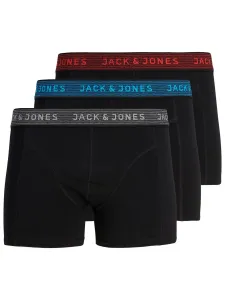 Jack&Jones 3 PACK - pánske boxerky JACWAISTBAND 12127816 Asphalt Hawaian ocean & Fiery red M