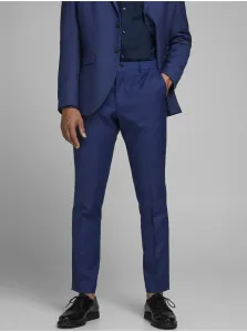 Modré oblekové slim fit nohavice s prímesou vlny Jack & Jones Solaris #157521