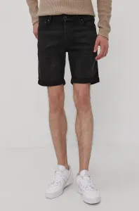 Rifľové krátke nohavice Jack & Jones pánske, čierna farba #173578
