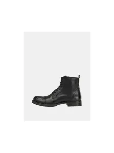 Čierne pánske kožené členkové topánky Jack & Jones Russel #8730154