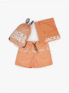 Sada pánskych plaviek, uteráku a vaku v oranžovej farbe Jack & Jones Summer Beach #775625