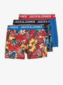 Jack & Jones Set of three men's patterned boxers in red, black and blue ba - Men