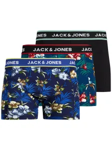 Sada troch boxeriek v modrej a čiernej farbe Jack & Jones Flower