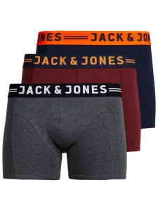 Sada troch boxeriek v sivej, vínovej a tmavomodrej farbe Jack & Jones Lichfield