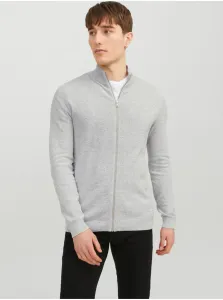 Light gray mens basic sweater Jack & Jones Hill - Men #7289360