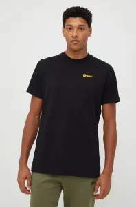 Bavlnené tričko Jack Wolfskin pánsky, čierna farba, jednofarebný, 1808382 #268763