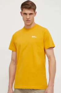 Bavlnené tričko Jack Wolfskin pánsky, žltá farba, jednofarebný, 1808382