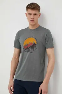 Športové tričko Jack Wolfskin Hiking šedá farba, s potlačou