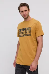 Tričko Jack Wolfskin pánske, žltá farba, s potlačou
