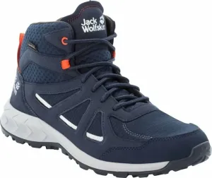 Jack Wolfskin Pánske outdoorové topánky Woodland 2 Texapore Mid Dark Blue/Red 39,5