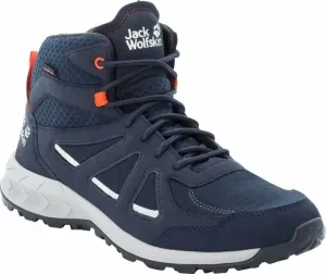 Jack Wolfskin Pánske outdoorové topánky Woodland 2 Texapore Mid Dark Blue/Red 44