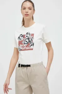 Bavlnené tričko Jack Wolfskin 10 béžová farba