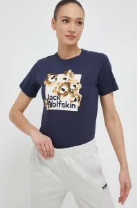 Bavlnené tričko Jack Wolfskin 10 tmavomodrá farba