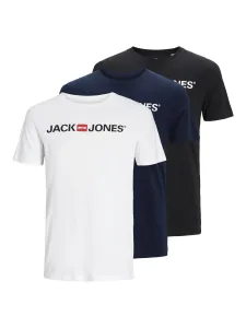 Jack&Jones 3 PACK - pánske tričko JJECORP Slim Fit 12191330 Black/White/Navy L